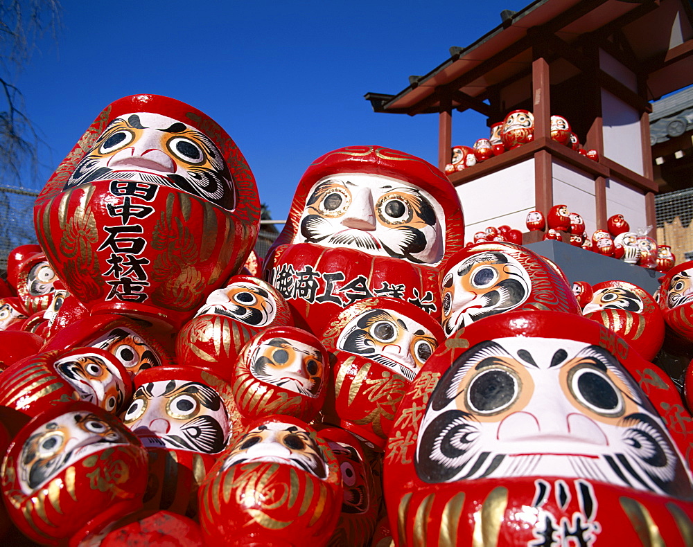 Daruma dolls, New Year Festival, Tokyo, Honshu, Japan, Asia