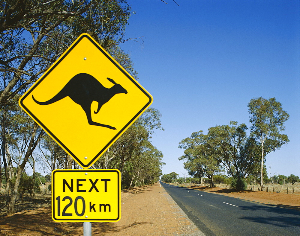 Kangaroo road sign, Northern Territory, Australia, Pacific