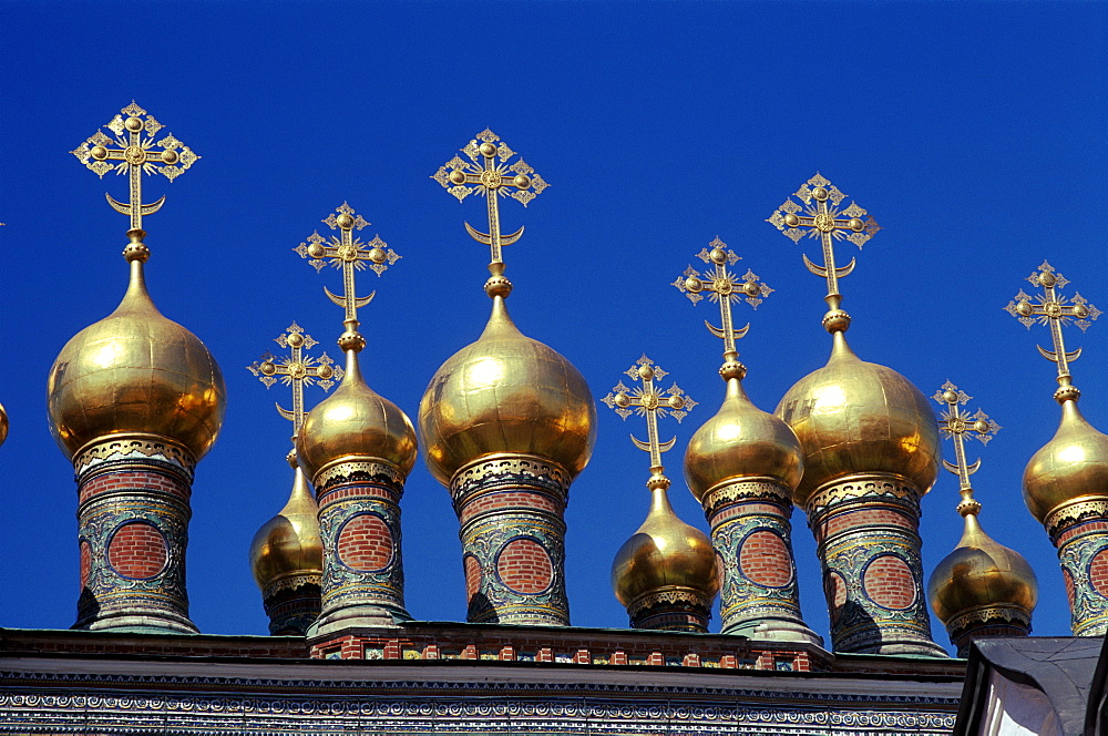 Cupolas of the Terem churches, Kremlin, UNESCO World Heritage Site, Moscow, Russia, Europe