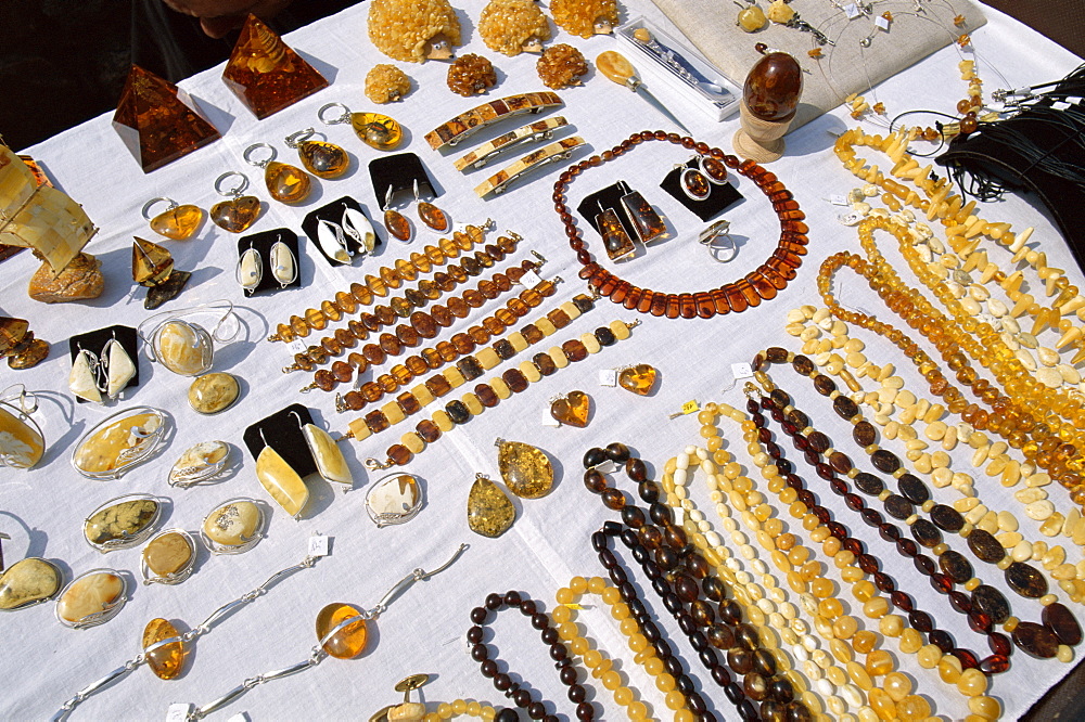 Amber necklaces and other jewellery, Riga, Latvia, Baltic States, Europe