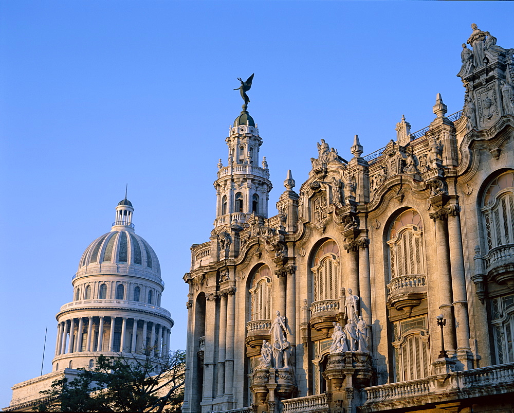 Grand Theatre and Capitol Building (Gran Teatro de La Habana and Capitolio), Havana (Habana), Cuba, West Indies, Central America