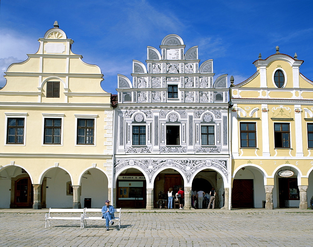 Bohemian architecture, Zacharia Hradec Square, Telc, UNESCO World Heritage Site, South Moravia, Czech Republic, Europe