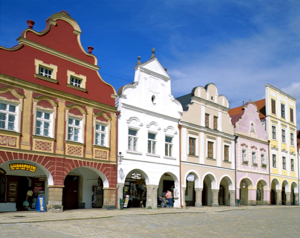 Bohemian architecture, Zacharia Hradec Square, Telc, UNESCO World Heritage Site, South Moravia, Czech Republic, Europe