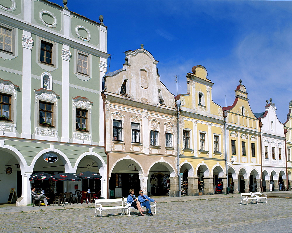 Bohemian architecture, Zacharia Hradec Square, Telc, UNESCO World Heritage Site, South Moravia, Czech Republic, Europe