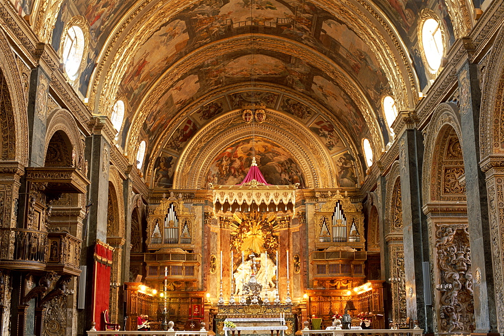 Interior, St. Johns Cathedral, Valetta, UNESCO World Heritage Site, Malta, Europe