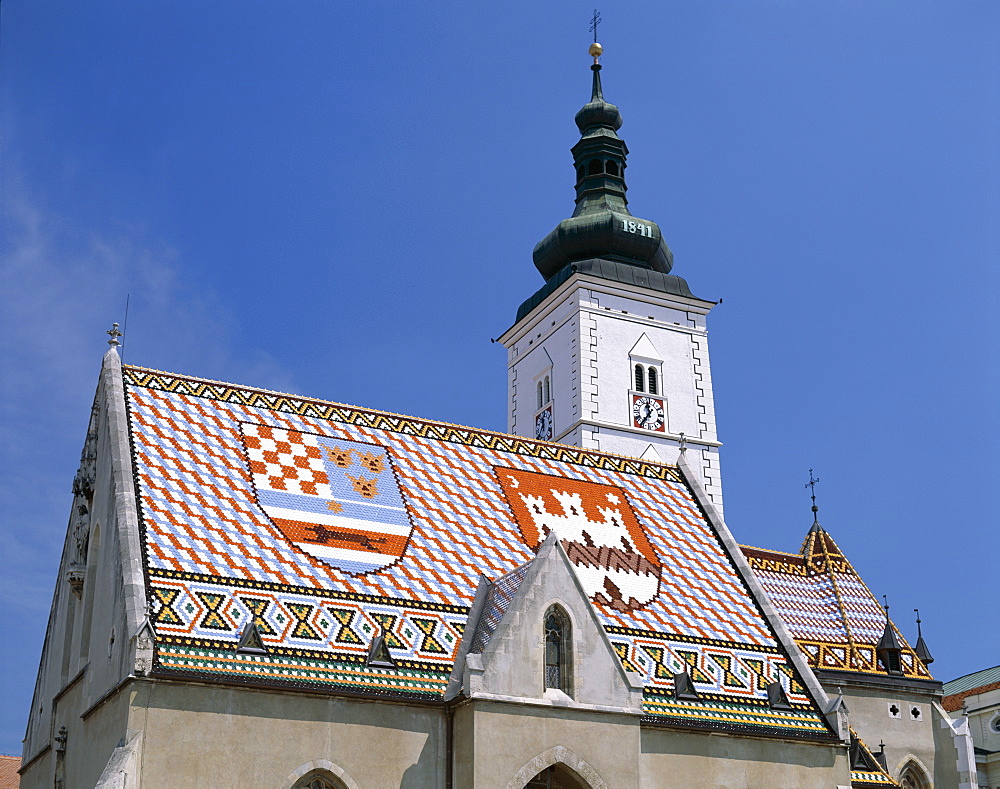 St. Marks Church with rooftop tile patterns of the coats of arms, Zagreb, Croatia, Europe