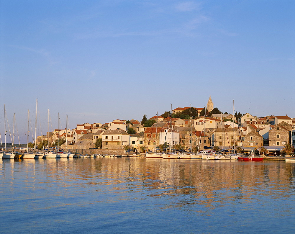 Town skyline, Primosten, Dalmatian Coast, Croatia, Europe