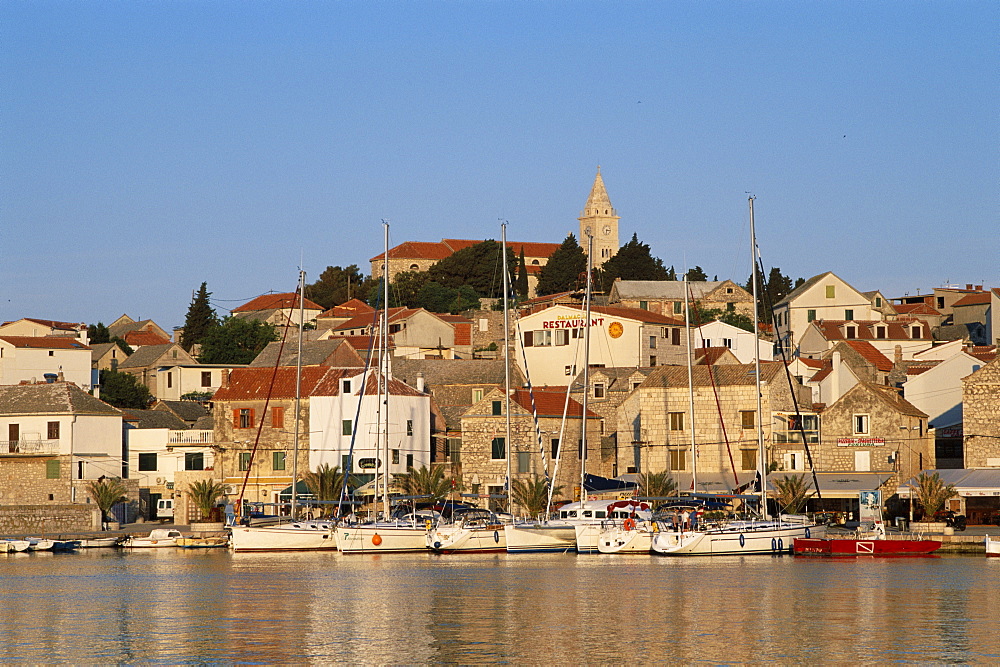 Town skyline, Primosten, Dalmatian Coast, Croatia, Europe