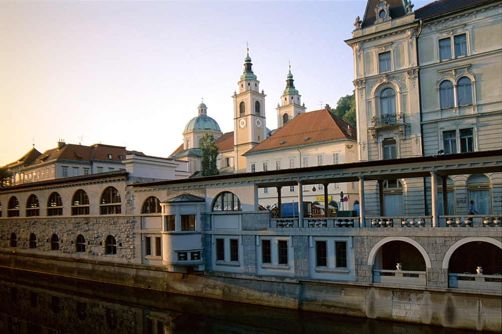 Plecniks Market, The Cathedral and Ljubljanica River, Ljubljana, Slovenia, Europe