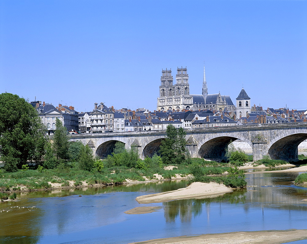 City skyline and Loire River, Orleans, Loire Valley, France, Europe