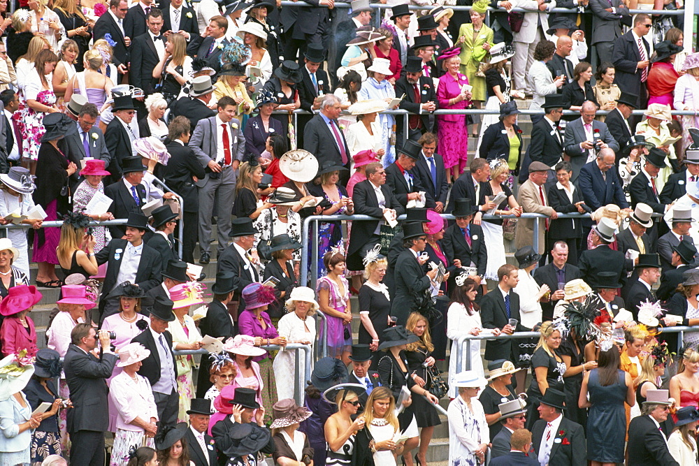 Crowd scene at Royal Ascot Races, Ascot, Berkshire, England, United Kingdom, Europe