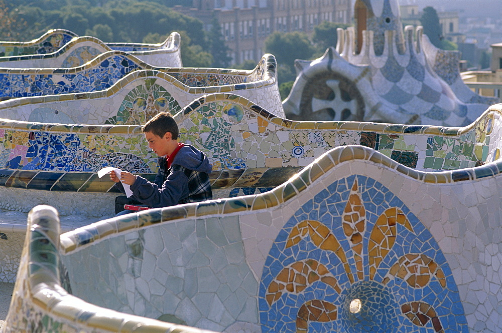 Guell Park (Parc Guell), by Antoni Gaudi, UNESCO World Heritage Site, Barcelona, Catalonia, Spain, Europe