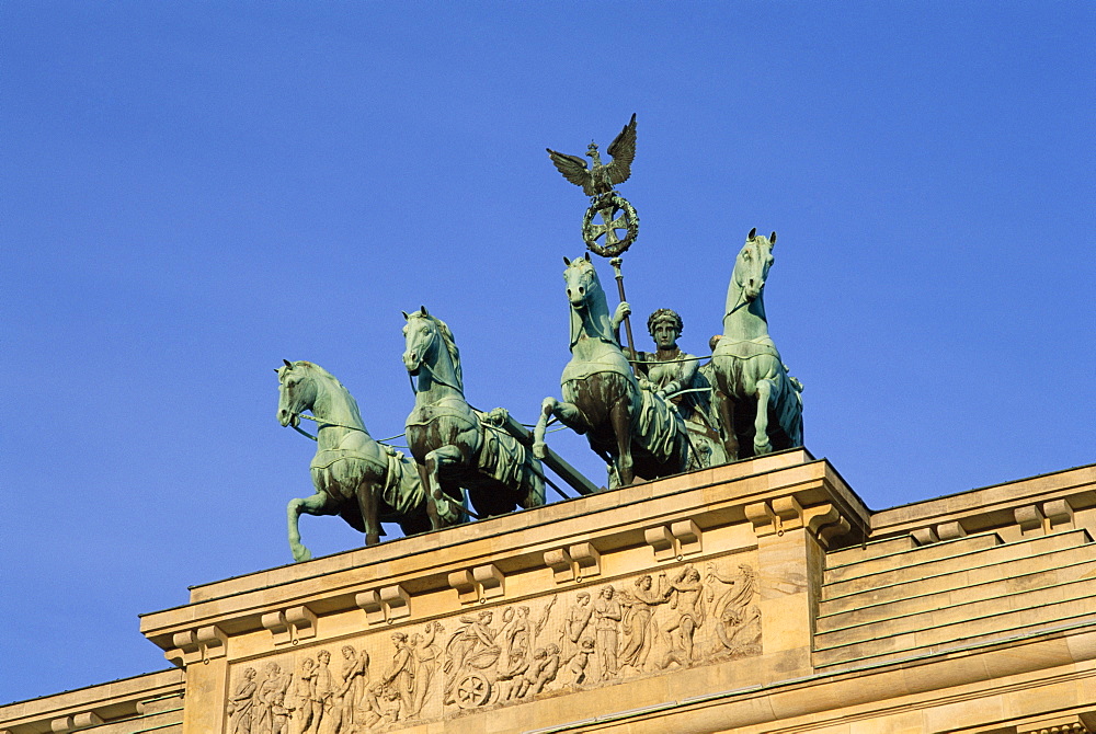 Quadriga chariot, Brandenburg Gate, Berlin, Germany, Europe