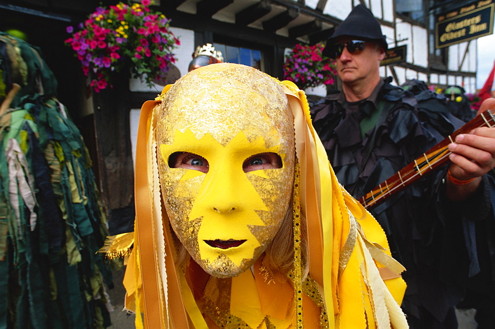 Masked Morris Dancer, Rochester, Kent, England, United Kingdom, Europe