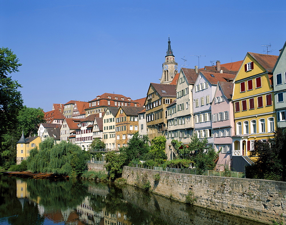 Town view and Neckar River, Tubingen, Baden-Wurttemberg, Germany, Europe