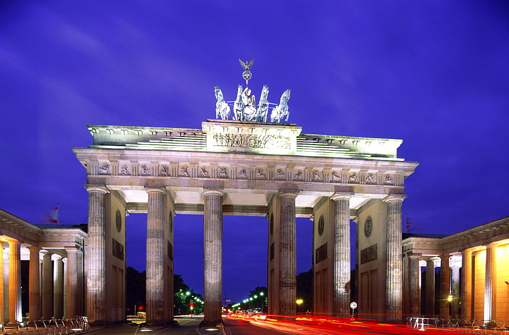 Brandenburg Gate at night, Berlin, Germany, Europe