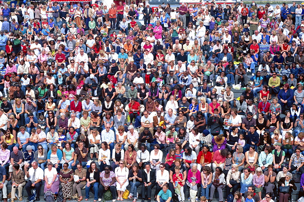 Multi-ethnic crowd at the Scoop, Southwark, London, England, United Kingdom, Europe