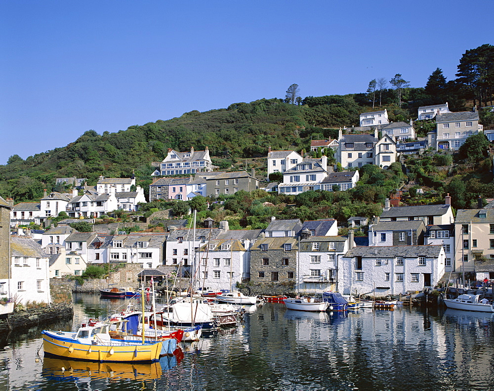 Harbour and fishing boats, Polperro, Cornwall, England, United Kingdom, Europe