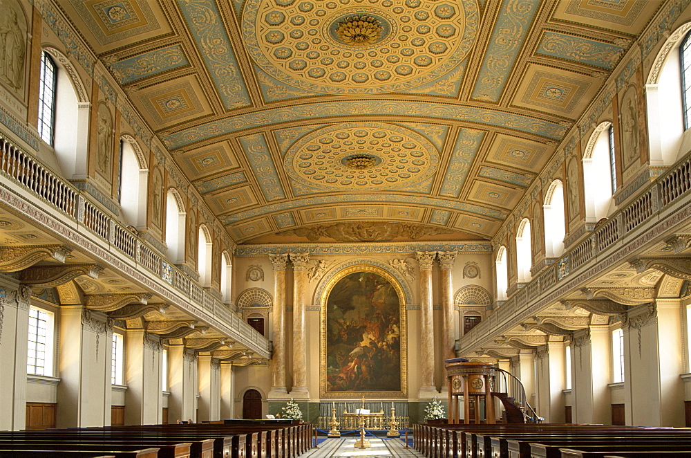 Interior, Chapel, Old Royal Naval College, UNESCO World Heritage Site, Greenwich, London, England, United Kingdom, Europe