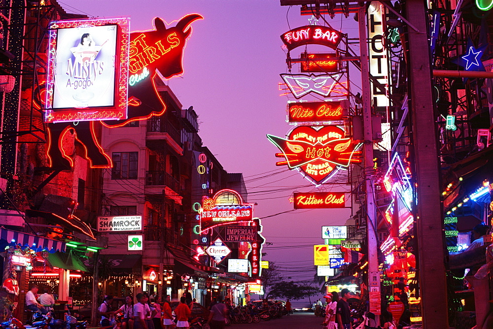 Lights at night, Pattaya Beach, Pattaya, Thailand, Southeast Asia, Asia