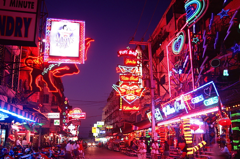 Lights at night, Pattaya Beach, Pattaya, Thailand, Southeast Asia, Asia