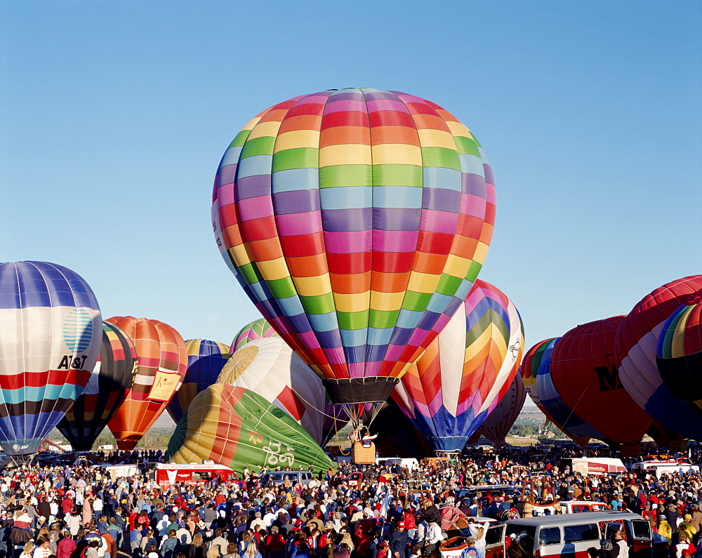 Colourful hot air balloons at the Albuquerque Balloon Fiesta, Albuquerque, New Mexico, United States of America, North America