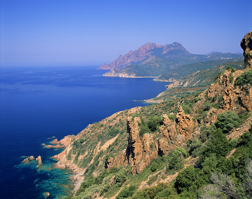 Typical coastal view near Porto, Corsica, France, Mediterranean, Europe