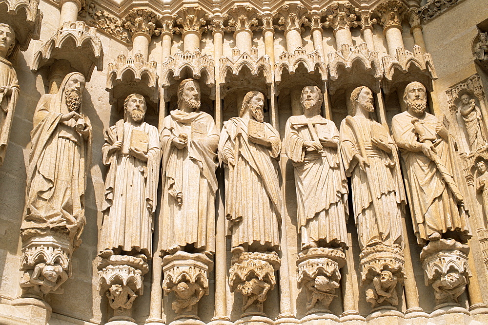 Sculpture details of the Saint Firmin Portal, Amiens Cathedral, UNESCO World Heritage Site, Amiens, Somme, France, Europe