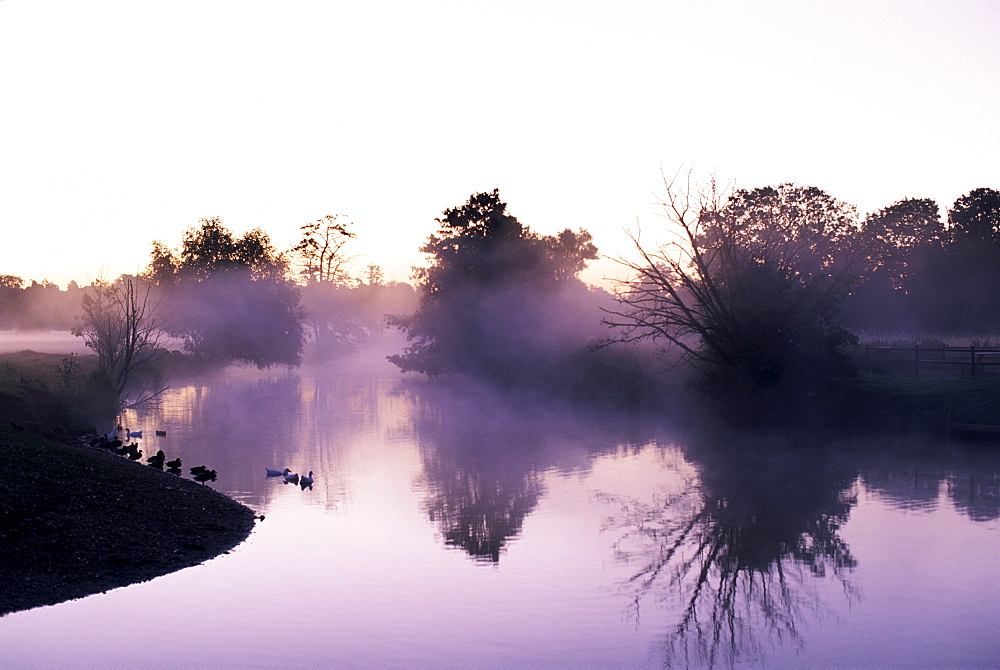 Dawn over the River Stour, Suffolk, England, United Kingdom, Europe