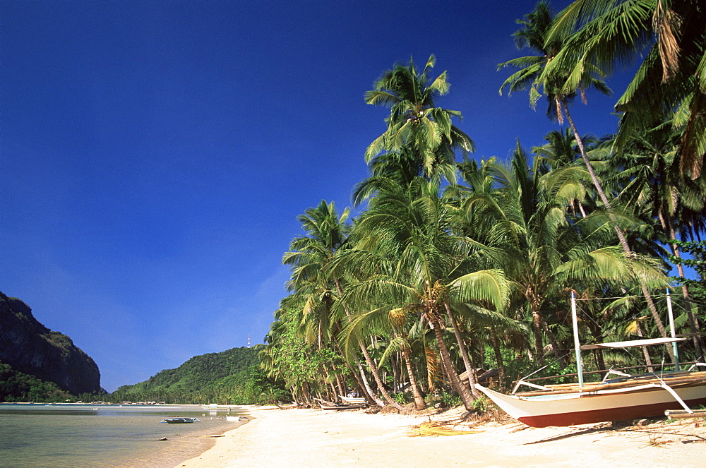 Tropical beach, Bascuit Bay, El Nido, Palawan, Philippines, Southeast Asia, Asia