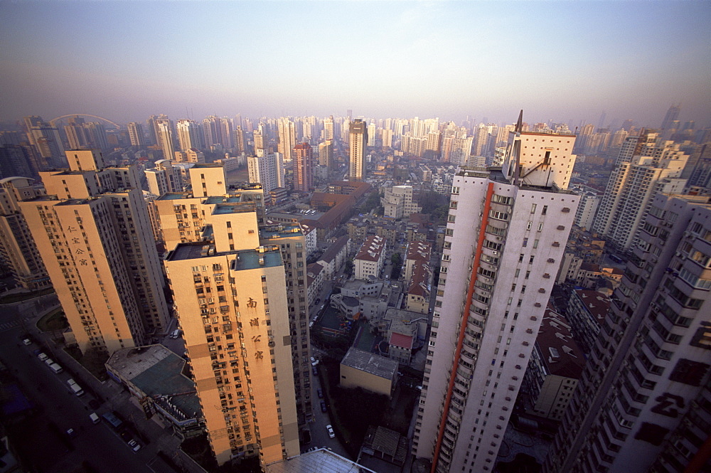 Urban sprawl, apartment blocks, Shanghai, China, Asia