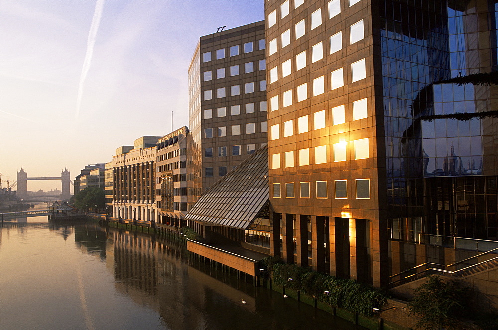 Southwark waterfront viewed from London Bridge, River Thames, London, England, United Kingdom, Europe