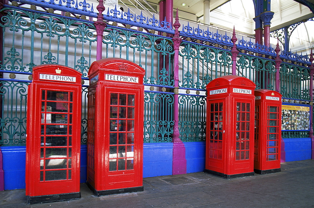 Red telephone boxes, London, England, United Kingdom, Europe