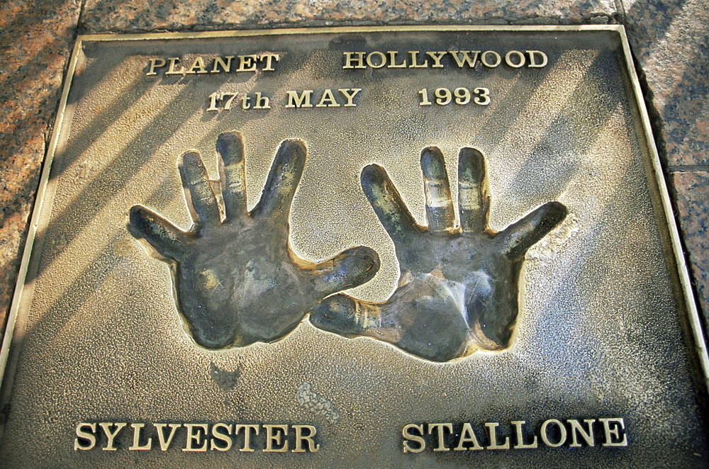 Handprints of Sylvester Stallone, Leicester Square, London, England, United Kingdom, Europe