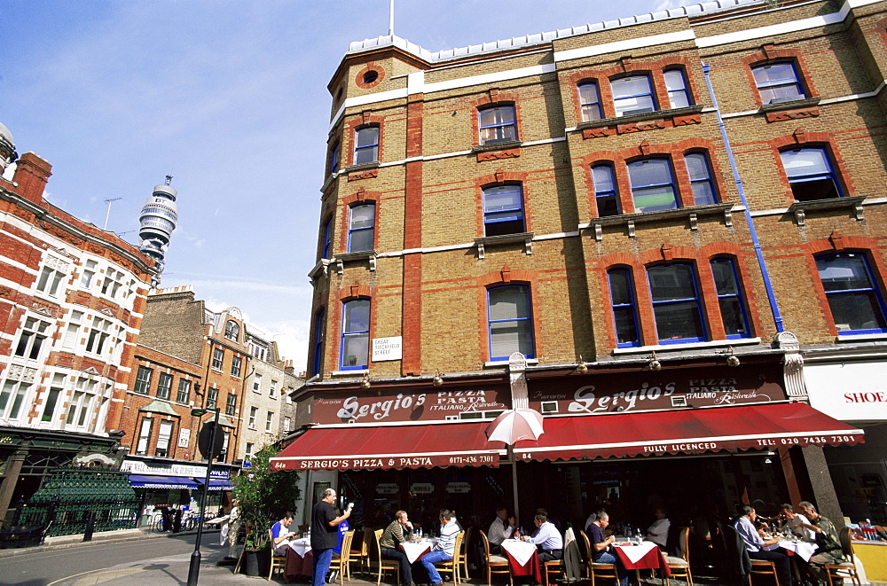 Outdoor cafe, Great Tichfield Street, London, England, United Kingdom, Europe