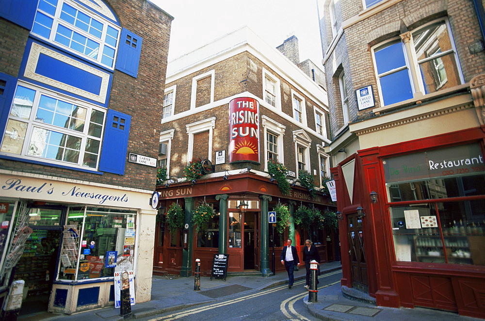 Street scene, Carter Lane and Creed Lane, City of London, England, United Kingdom, Europe