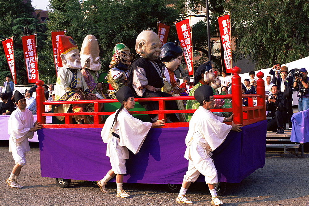 Parade scene at Jidai Matsuri Festival held annually in November at Sensoji Temple, Asakusa, Tokyo, Japan, Asia