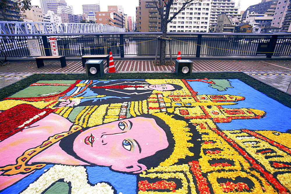 Floral display artwork at the Infiora Festival held in November, Kachidoki, Tokyo, Japan, Asia