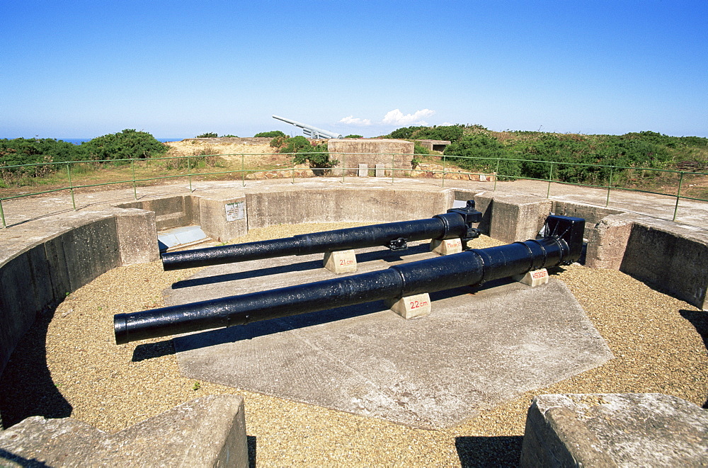 German World War II guns at Battery Moltke at Grosnez, Jersey, Channel Islands, United Kingdom, Europe