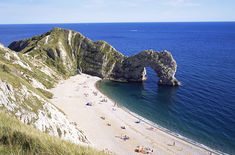 Durdle Door and Beach, Dorset, Jurassic Coast, UNESCO World Heritage Site, England, United Kingdom, Europe