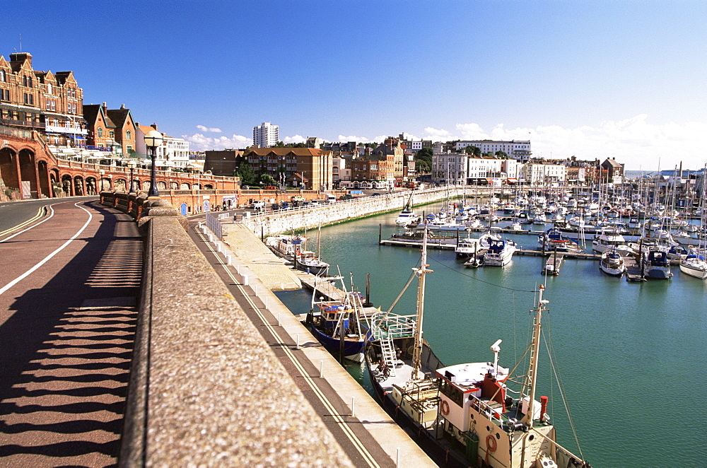 Boat Marina and town skyline, Ramsgate, Kent, England, United Kingdom, Europe