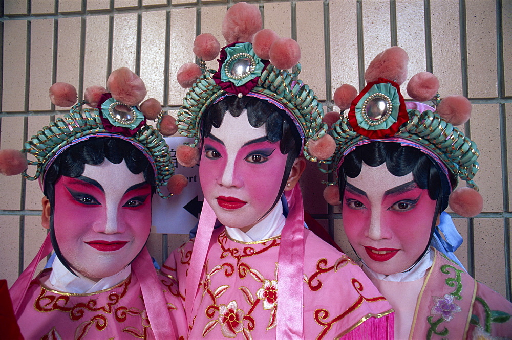 Group of girls dressed in Chinese Opera costume, Hong Kong, China, Asia