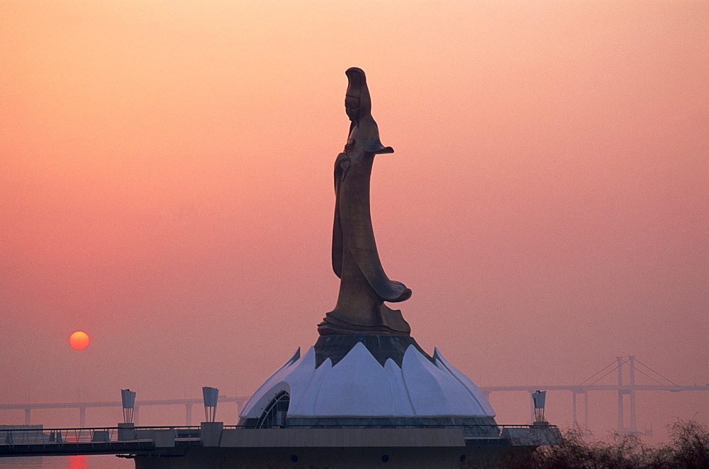 Goddess of Mercy statue at dawn, Macau, China, Asia