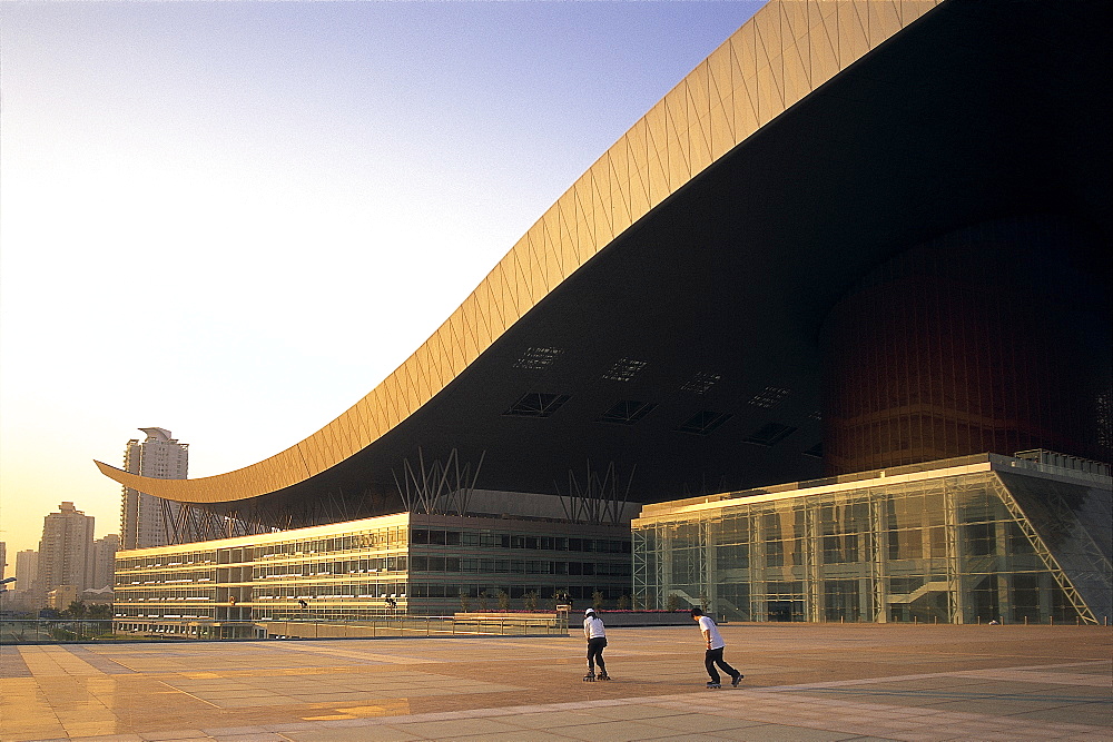 People rollerblading at the Civic Centre, Shenzhen, Guangdong Province, China, Asia