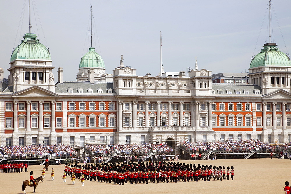 Trooping the Colour Ceremony in front of the Old Admiralty Building at Horse Guards Parade, Whitehall, London, England, United Kingdom, Europe