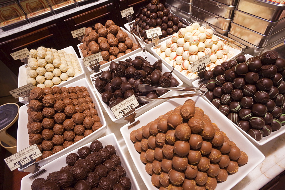 Chocolate shop display, Brussels, Belgium, Europe