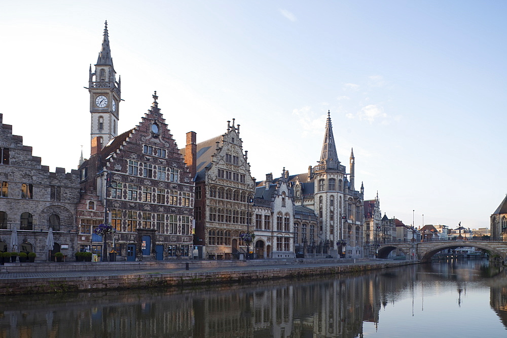 Guild houses on the Graslei, Ghent, Belgium, Europe