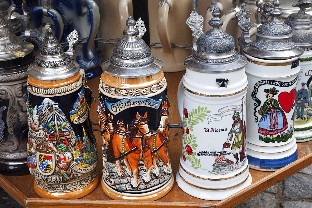 Souvenir beer steins, Munich, Bavaria, Germany, Europe