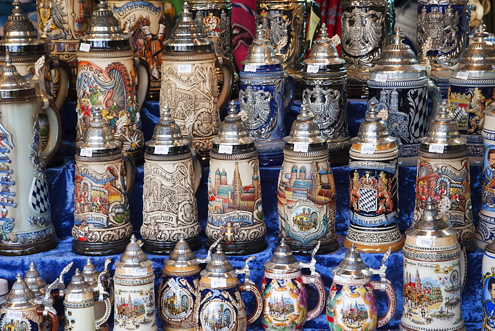 Souvenir beer steins, Munich, Bavaria, Germany, Europe