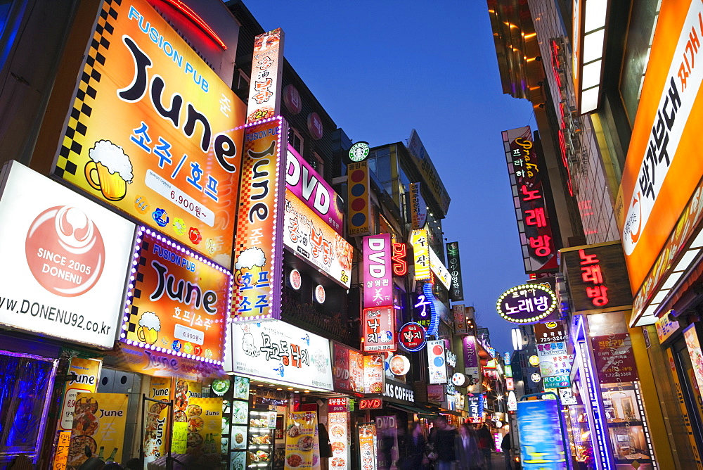 Lights at night, Myeongdong Area, Seoul, South Korea, Asia